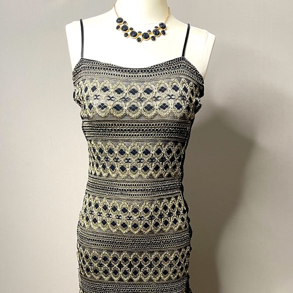 Women's Maxi Cut Out Dress High Slit Side Lace Up Spaghetti straps- Size Small - Picture 7 of 13